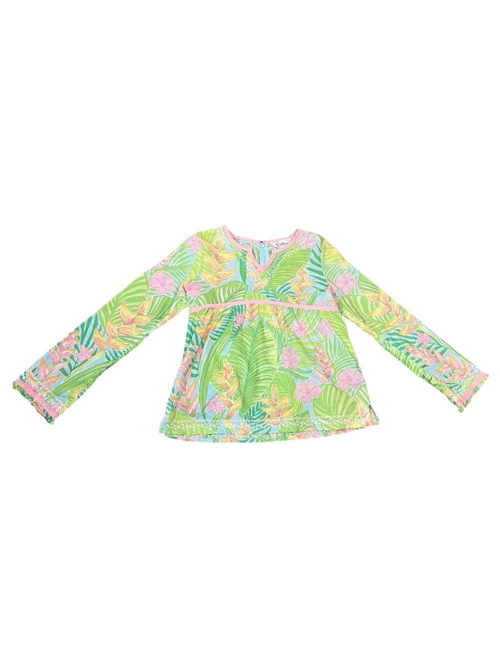 Lilly Pulitzer white tag vintage girls tropical print baby doll tunic size 12